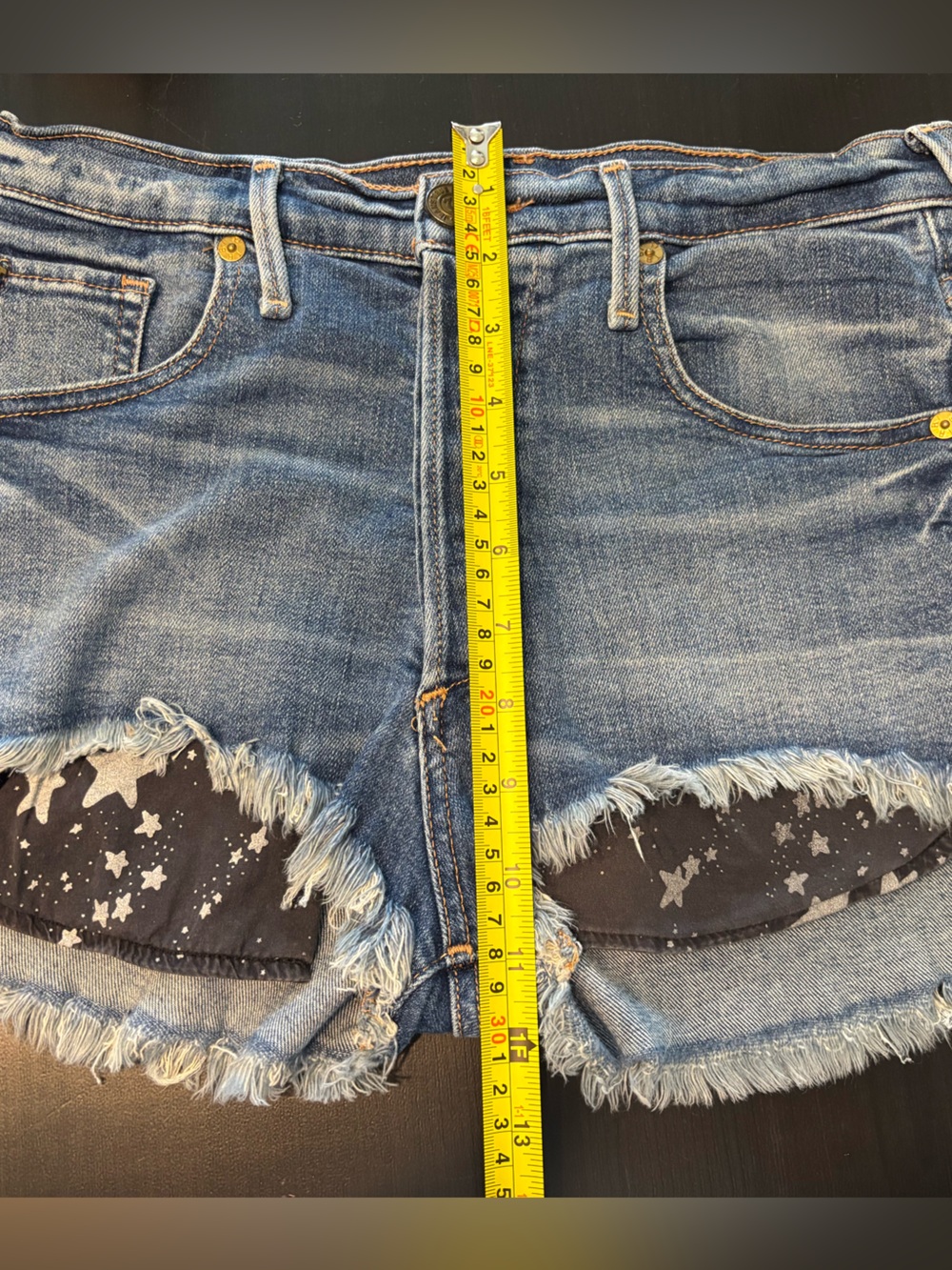 True Religion Scout BF Mullet Short Short Gypset Blue Distressed Denim Size 25 - Picture 10 of 11
